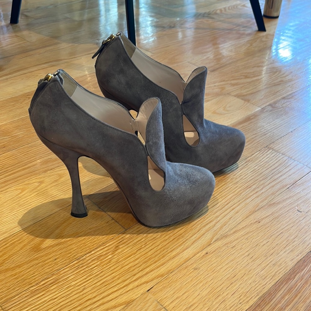 Prada Gray Suede High Heels